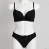 Black Luxe Comfort Set front Elegant Black Padded Bra & Panty Combo for Women