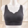 back bra front Soft Support Charcoal Sports Bra for Women
