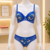 Electric Blue Floral Lace Lingerie Set for Women