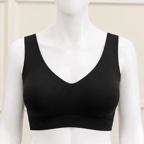 black sport wear front Classic Black Seamless Lounge Bra