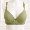 Olive Green Lace Trim Padded Bra
