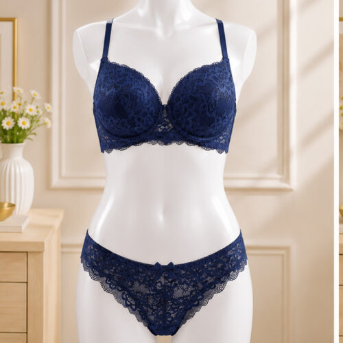 Royal Blue Luxe Lace Lingerie Set for Women
