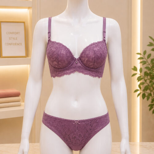 pinkk lingiee front.jpg Blush Pink Lace Elegance Bra & Panty Set