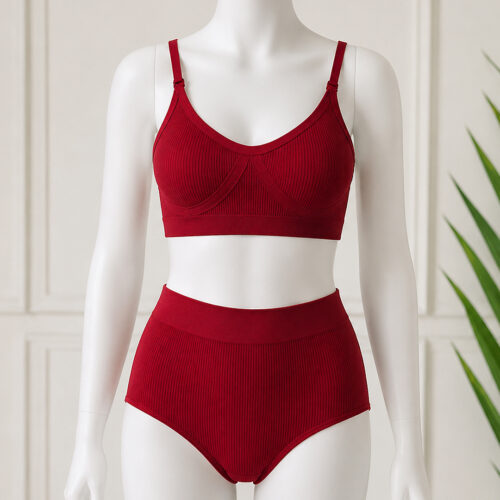 red two piece.jpg Comfort Fit Ribbed Two-Piece Set