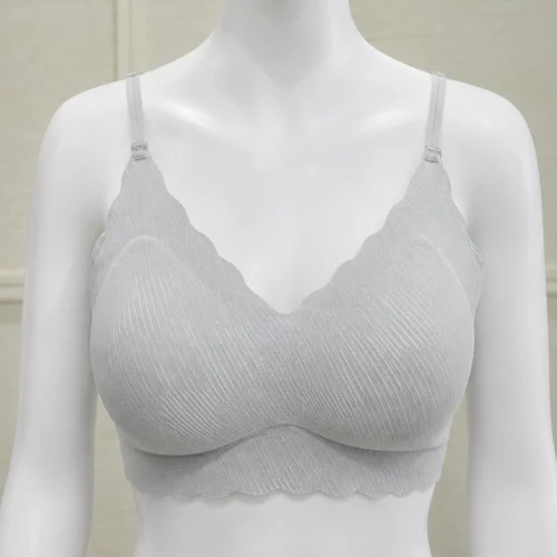white grey front Elegant White Seamless Comfort Bra